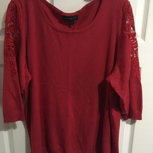 3/4 sleeve red sweater
